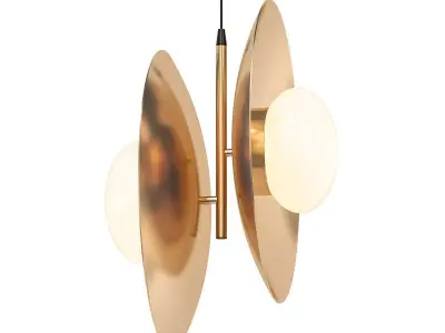 Nouvel pendant light with two circular globes hanging from it 3D model
