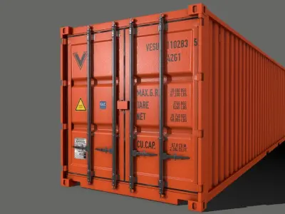 PBR 40 ft Shipping Cargo Container - Orange Low-poly 3D model