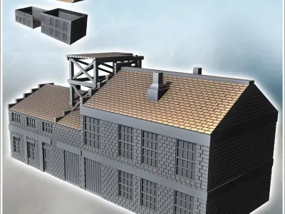 Large two-storey building with wooden roof structure 21 - Modern 3D print model