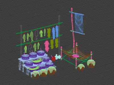 Asian Ancient street stalls 3D model