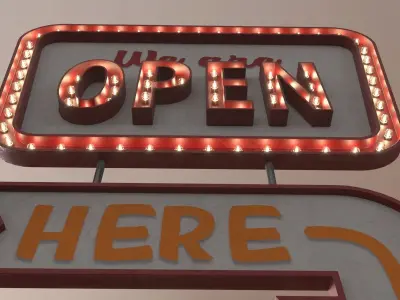 Retro sign We are OPEN 3D model