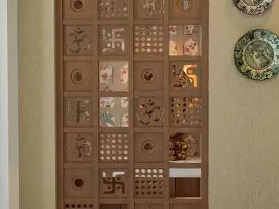 Temple Door Designs and Lakshmi Devi Statue Free 3D model