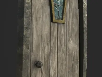 Stylized Door and Window Low-poly 3D model