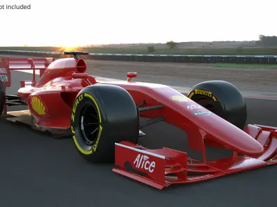  F1 Racing Chassis with Sponsor Logos Red Rigged 