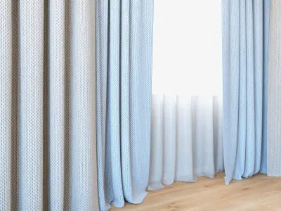 Curtains 08 Canvas curtains and tulle 3D model
