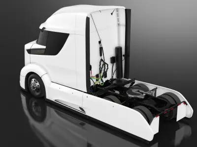  Streamlined Semi Truck White Rigged 