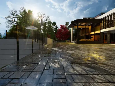 Modern new villa  Low-poly 3D model