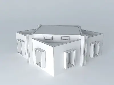 Hall house with two windows and roof Free 3D model