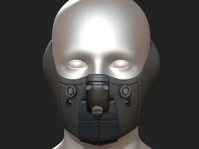 Gas mask respirator scifi futuristic 3d  Low-poly 3D model 2