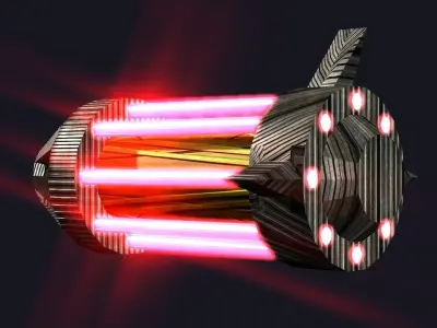 Automatic Piped Spaceship Low-poly 3D model