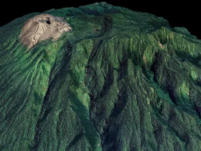 Mount Merapi 3d terrain model Low-poly 3D model