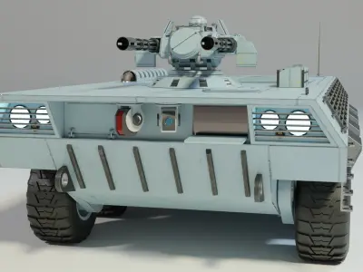  sci-fi armored personnel carrier with turret LowPoly Low-poly 3D model