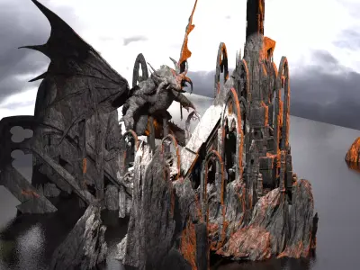Gorgoroth Temple Fortress With balrog 3D model