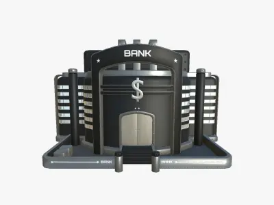 SciFi Bank A07 Black - Sci Fi Exterior Design Low-poly 3D model