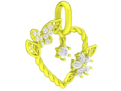 Floral Heart Gemstone Pendant 6933 3D print model