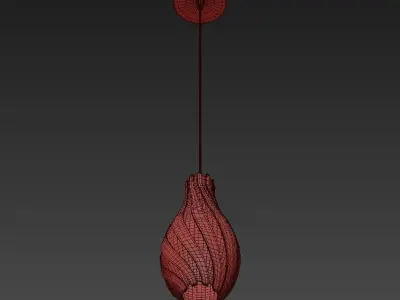 SWISH wooden pendant light with striped pattern 3D model
