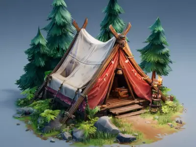 Stylized Forest Tents 3D model