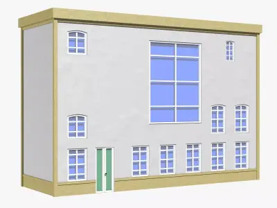 Building house with windows and doors 3D model