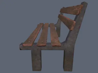 Bench wooden Low-poly 3D model shop