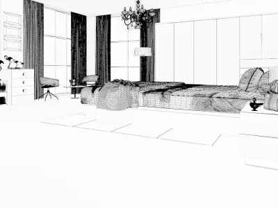 Bedroom modern with walls and wooden floors 3D model purchase