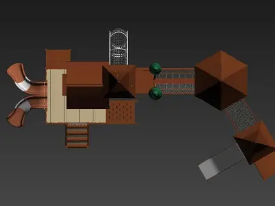 Wood forest town series children outdoor playhouse playground 3D model