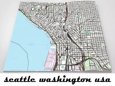 Cityscape Seattle Washington USA 3D model