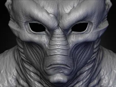 Realistic Alien 10 Sculpt 3D model
