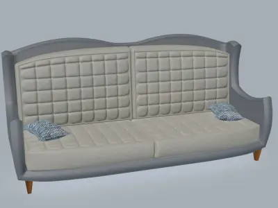 Chesterfield Vintage Wingback Sofa 3D model