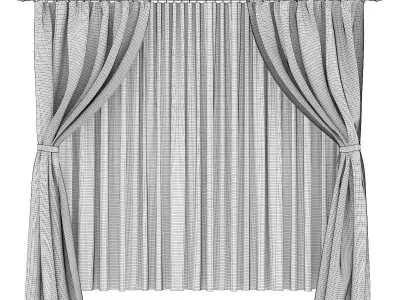 Brown and White Curtains 3D model