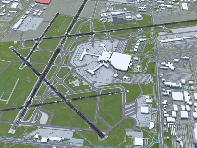 Milwaukee Mitchell Airport 10km Low-poly 3D model