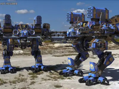 Heavy Assault Mech Walker Blue Warhammer Style 3D model