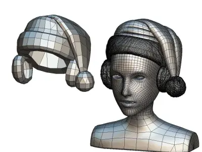 Cartoon High Poly Subdivision Christmas Hood Low-poly 3D model