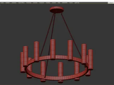  Twelve Light Natural Aged Brass Up Chandelier Low-poly 3D model