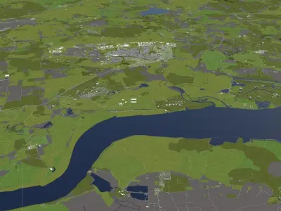 Essex UK 50x50km 3D Area Map 3D model