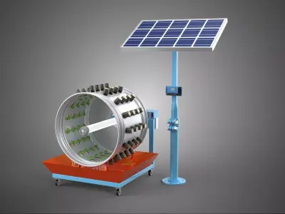 SOLAR PANEL IOT WHEEL ROTARY HYDROPONIC GARDEN PLANT FARM SYSTEM 3D model