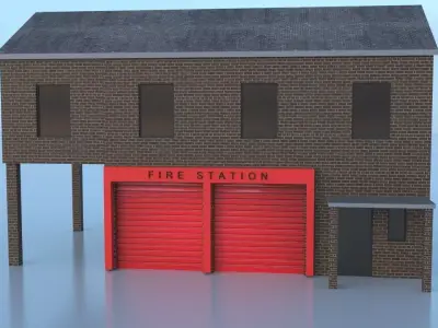 City Fire Station 4 Low-poly 3D model