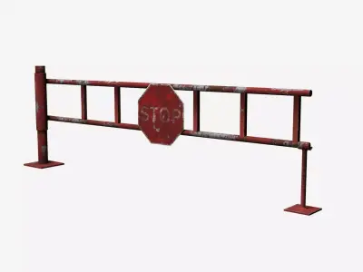Road Block Gate Low-poly 3D model
