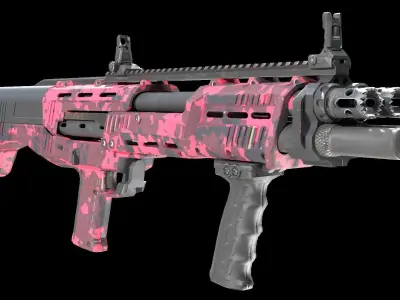 DP12 Shotgun Sci-fi Camo texture Low-poly 3D model