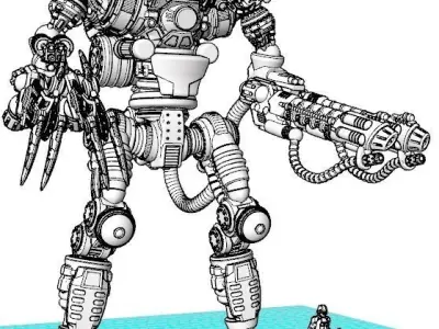 Cazador Double Chain Weapons And Heavy Flame Cannon-Separate 3D print model