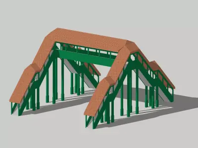 Overhead Covered Footbridge 4 Entrances by Outland Models Low-poly 3D model