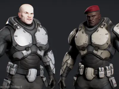 Sci-Fi Modular Soldier Character Low-poly 3D model