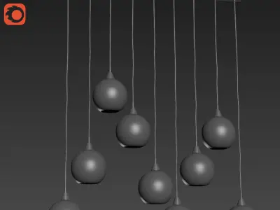 Firefly 9 Bulb Nickel Pendant Light 3D model