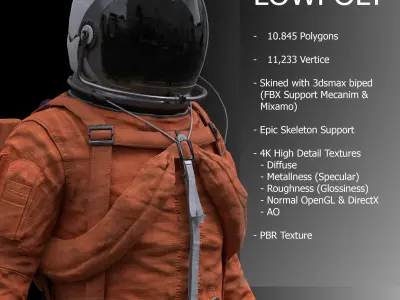 CS02 Male Space Suit FULL VERSION Low-poly 3D model