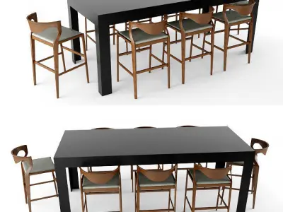 chair and table  Low-poly 3D model