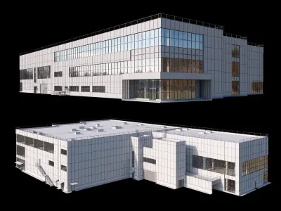 Shopping mall with parking building 3D model