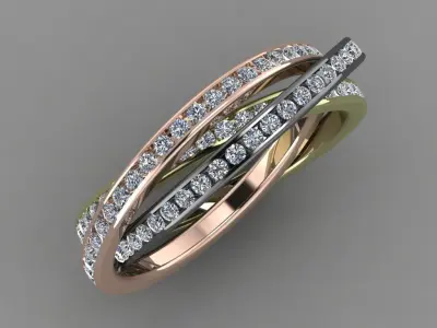 3 Lines Pati Chennel Ring Band 3d Print Ring Model Free 3D print model