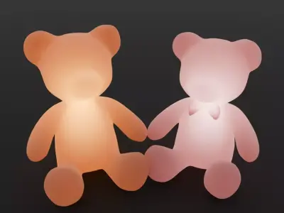 Pair of teddy bears indirect lighting 3D model