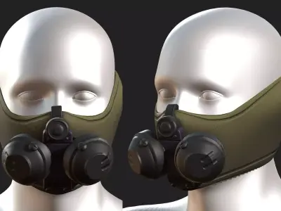 Gas mask respirator scifi futuristic 3d model  Low-poly 3D model