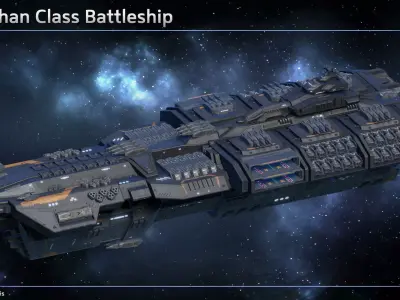 Spaceship Battleship Leviathan Low-poly 3D model