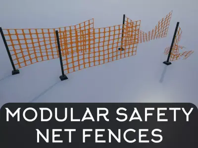 Modular Safety Net Fences Low-poly 3D model